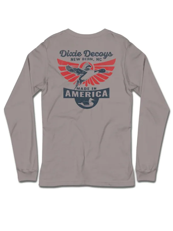 men clothing polo shirt-Made in America Long Sleeve Tee by Dixie Decoys