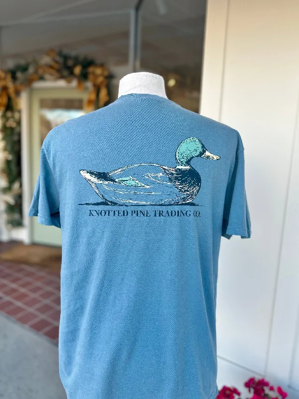 men clothing vest jacket-Mallard Decoy Short Sleeve Tee in Ice Blue by Knotted Pine Trading Co.