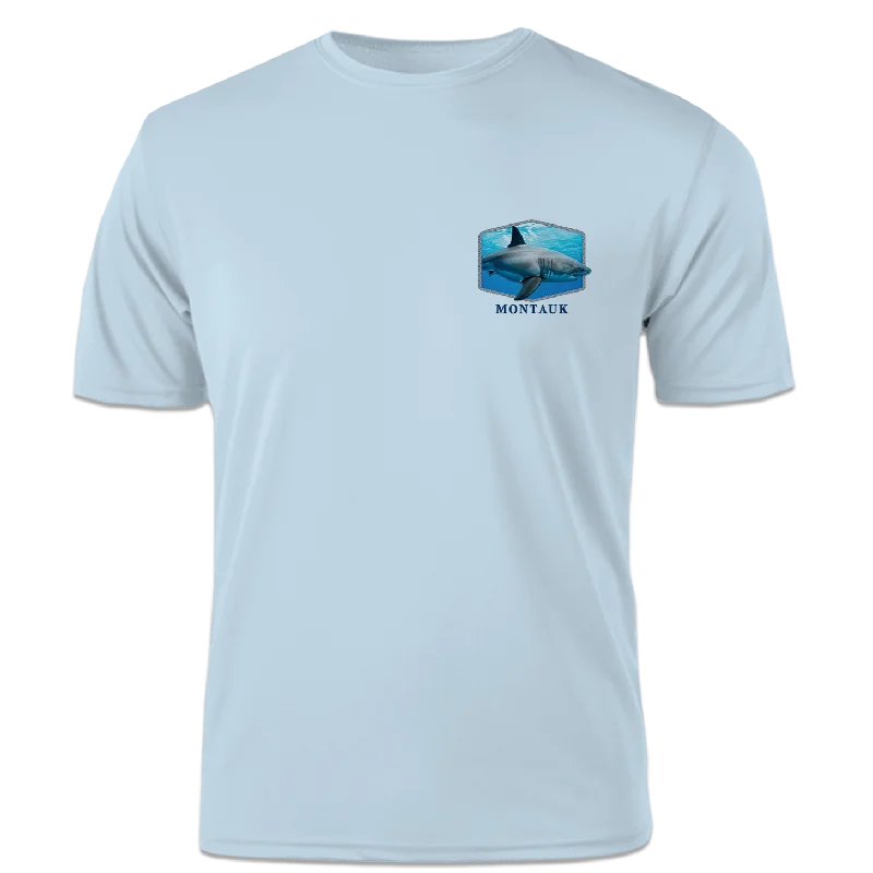 men clothing winter sweater-Men's Montauk Surf and Sports Montauk Great White Short Sleeve Tee