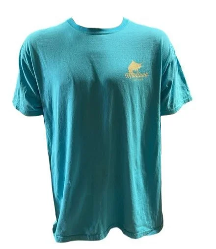 men clothing tailored pants-Men's Wild West Montauk The End Marlin Short Sleeve Tee Shirt in Aqua