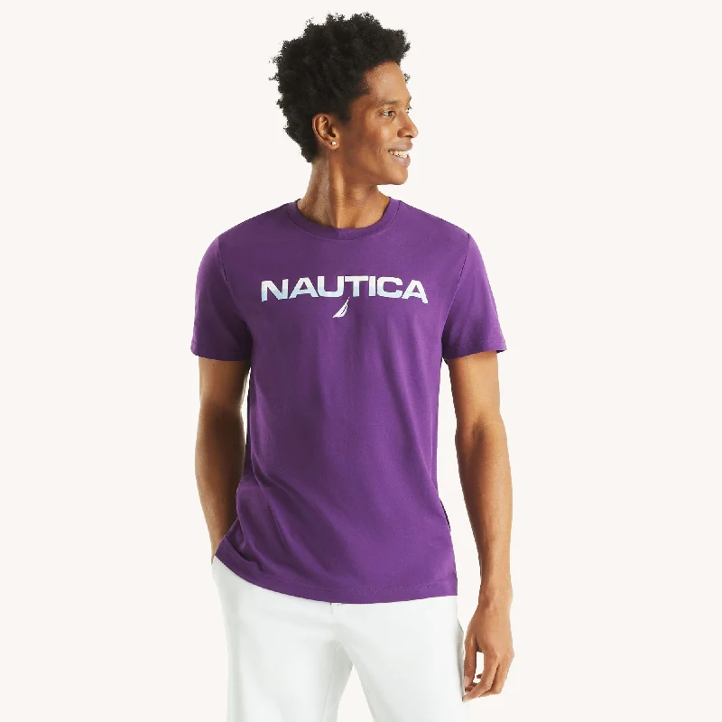 men clothing winter vest-Nautica Mens Foil Logo Graphic T-Shirt