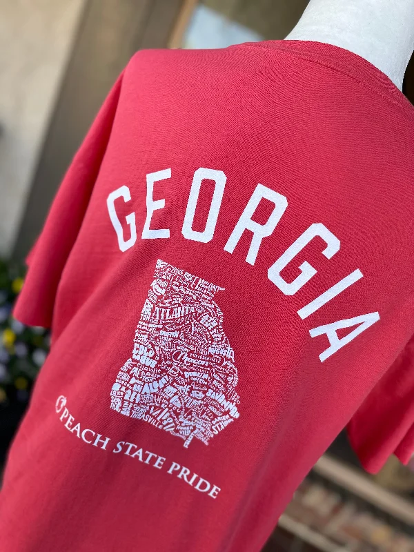 men clothing khaki pants-Peach State Pride State of Georgia Short Sleeve Tee