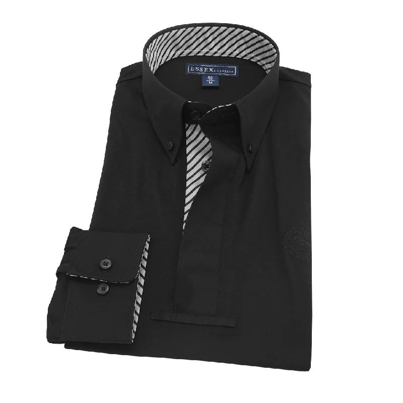 men clothing stylish outerwear-Essex Classics Men's Pencil Stripe “Dusk” Black Jumper Performance Show Shirt - Sale