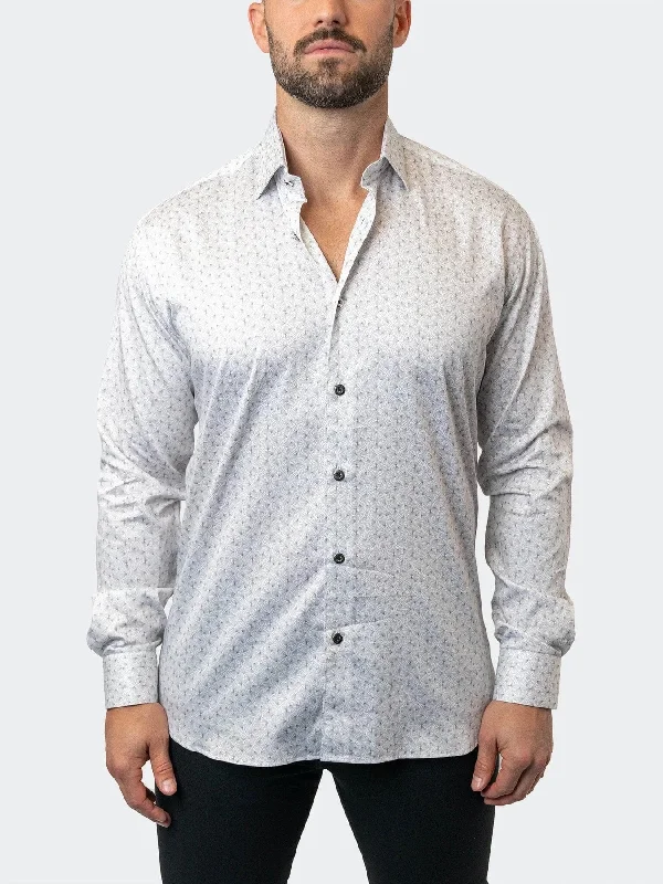 men clothing wool blend coat-Prism Print Performance Stretch Long Sleeve Shirt - White