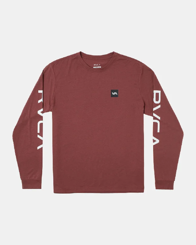 men clothing fleece hoodie-RVCA 2X Long Sleeve Tee - Oxblood Red