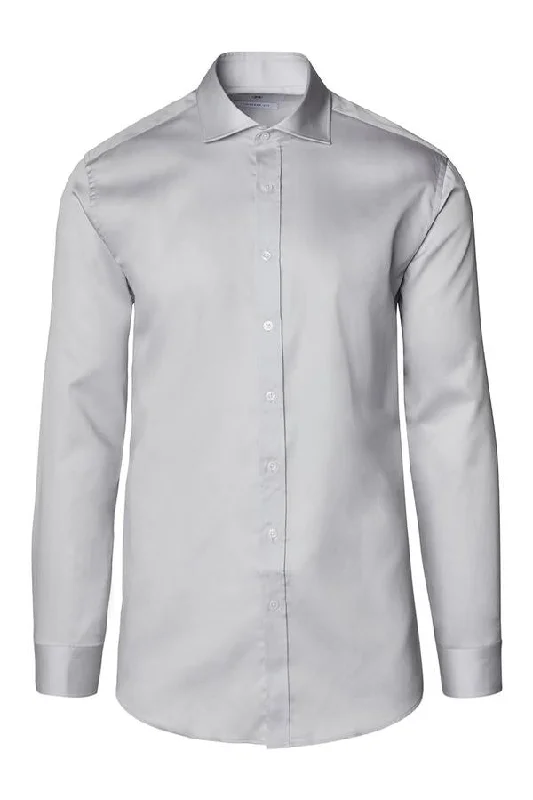 men clothing formal wear-Spread Collar Dress Shirt- Grey