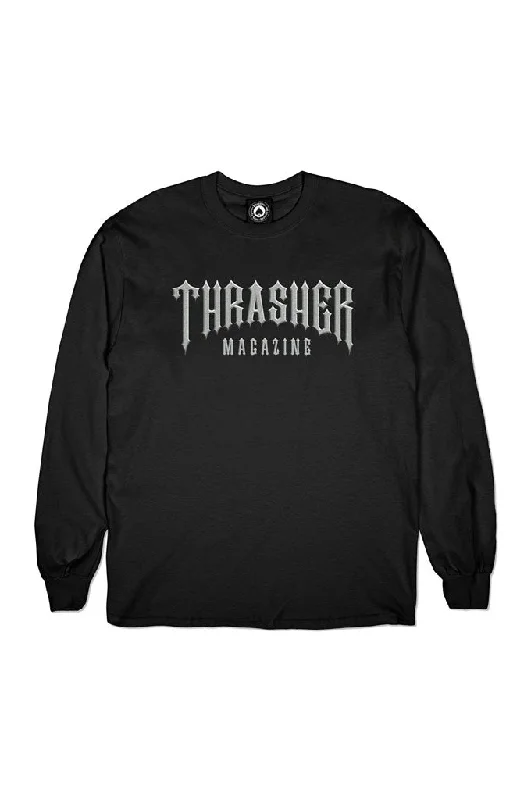 men clothing zip-up hoodie-Thrasher Low Low Logo Long Sleeve Tee