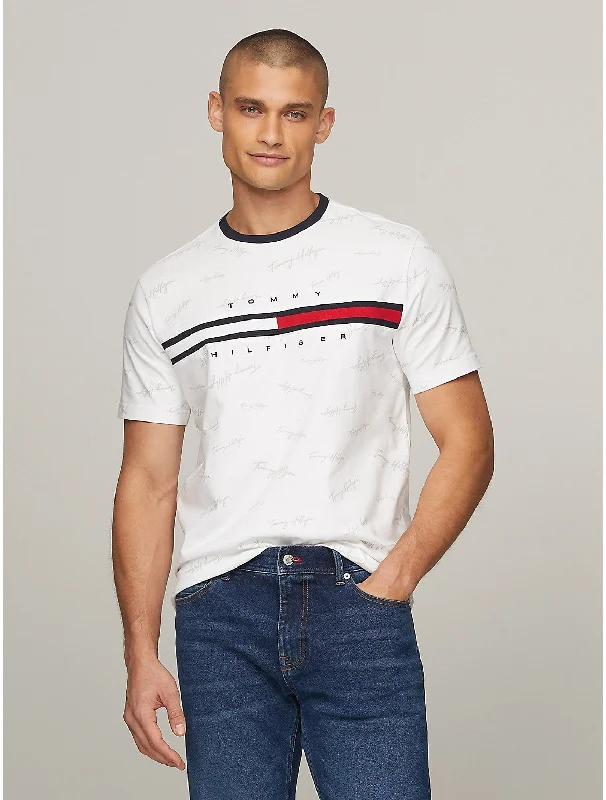 men clothing dress shirt-Tommy Hilfiger Men's Signature Flag Stripe Logo T-Shirt