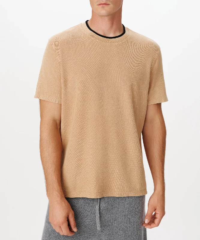 men clothing long sleeve shirt-Pique with Chroma Wash Short Sleeve Tee - Desert Tan