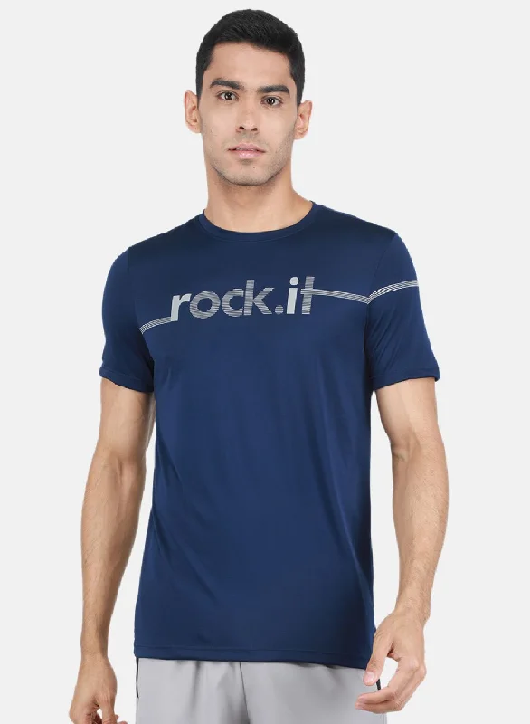 men clothing winter coat-Rock-it Men Blue Printed T-Shirt