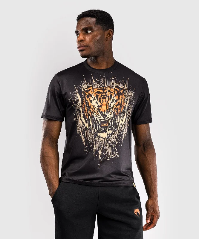 men clothing short pants-Venum Tiger Men's Dry Tech T-Shirt - Black/Neon Orange