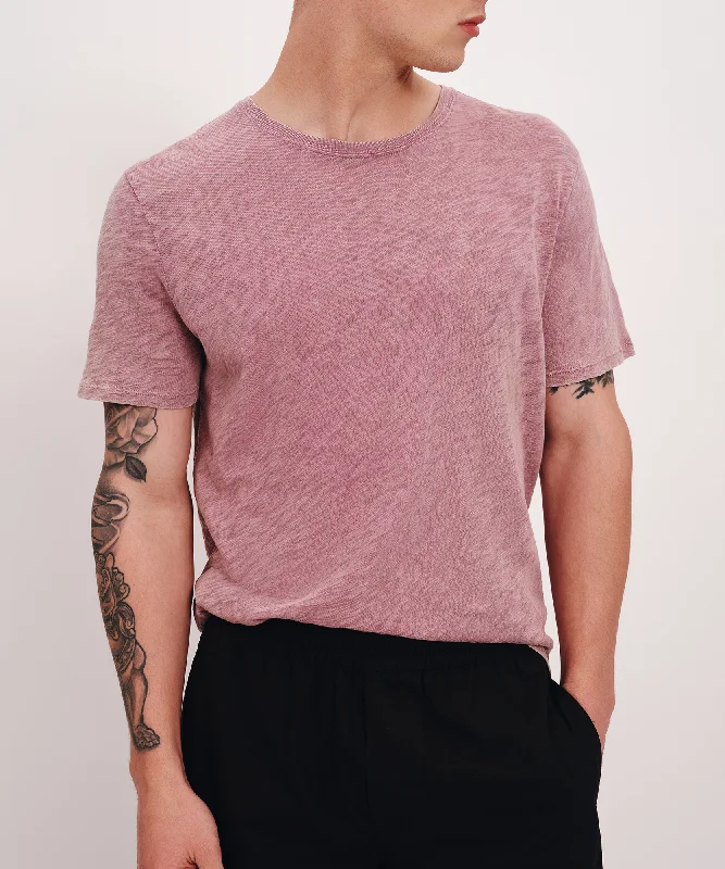 men clothing formal wear-Slub Jersey with Chroma Wash Short Sleeve Crew Neck Tee - Wisty Mauve