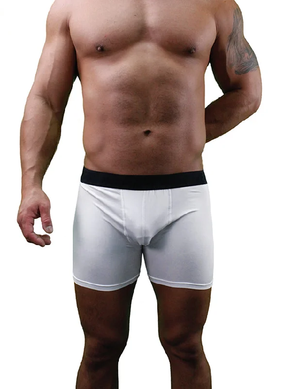 Mens White Boxer Briefs Poly Underwear