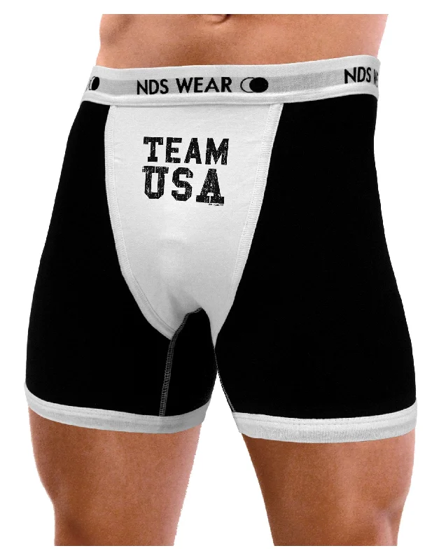 Team USA Distressed Text Mens Boxer Brief Underwear